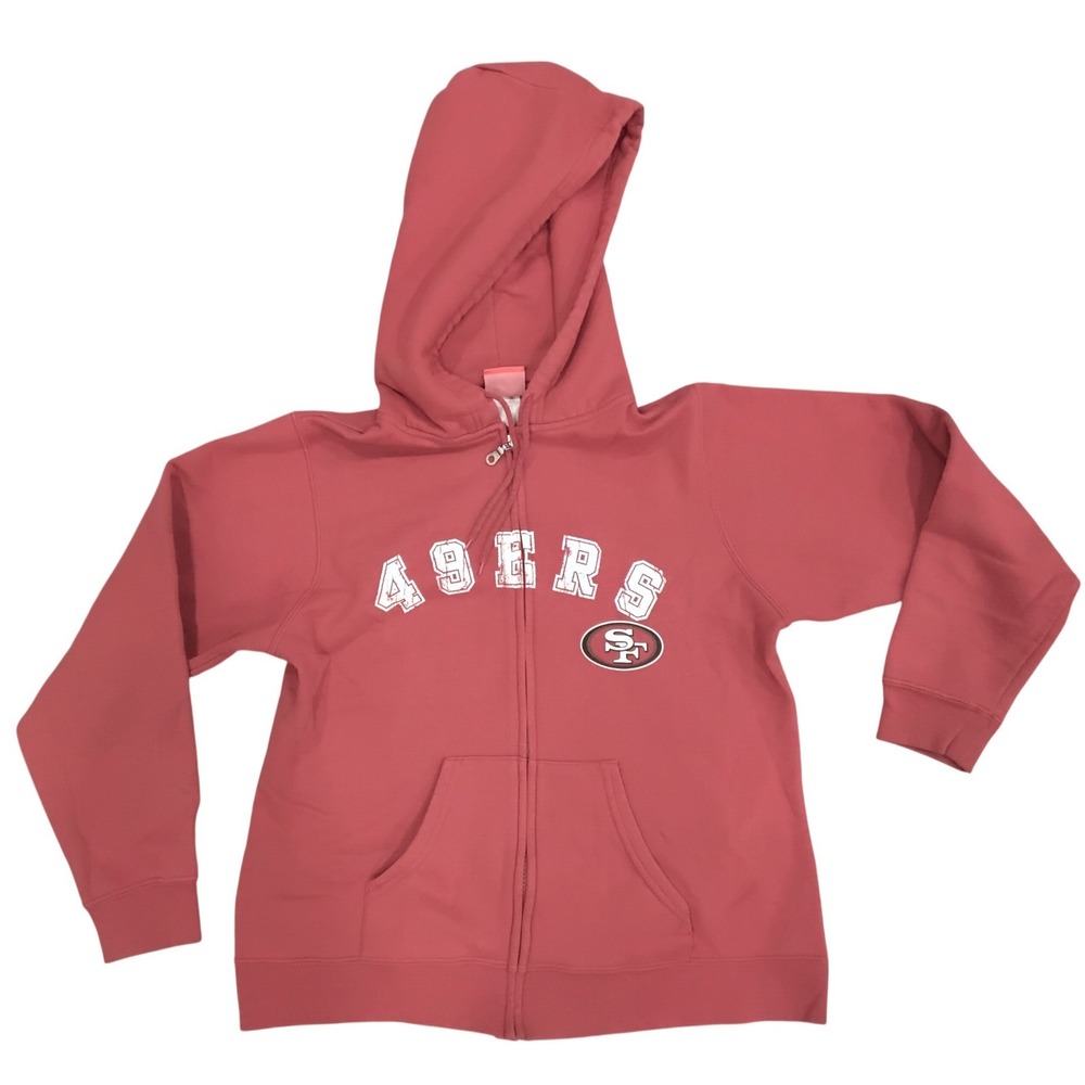 NFL For Her San Francisco 49ers Full Zip Hoodie Red Fleece Sweatshirt Womens L